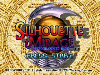 Silhouette Mirage title screen for Playstation